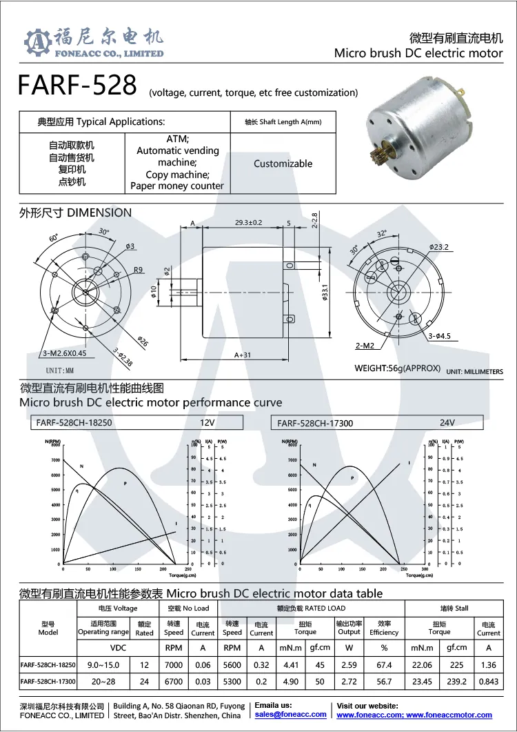 rf-528 33mmマイクロブラシDC電気モーター.webp