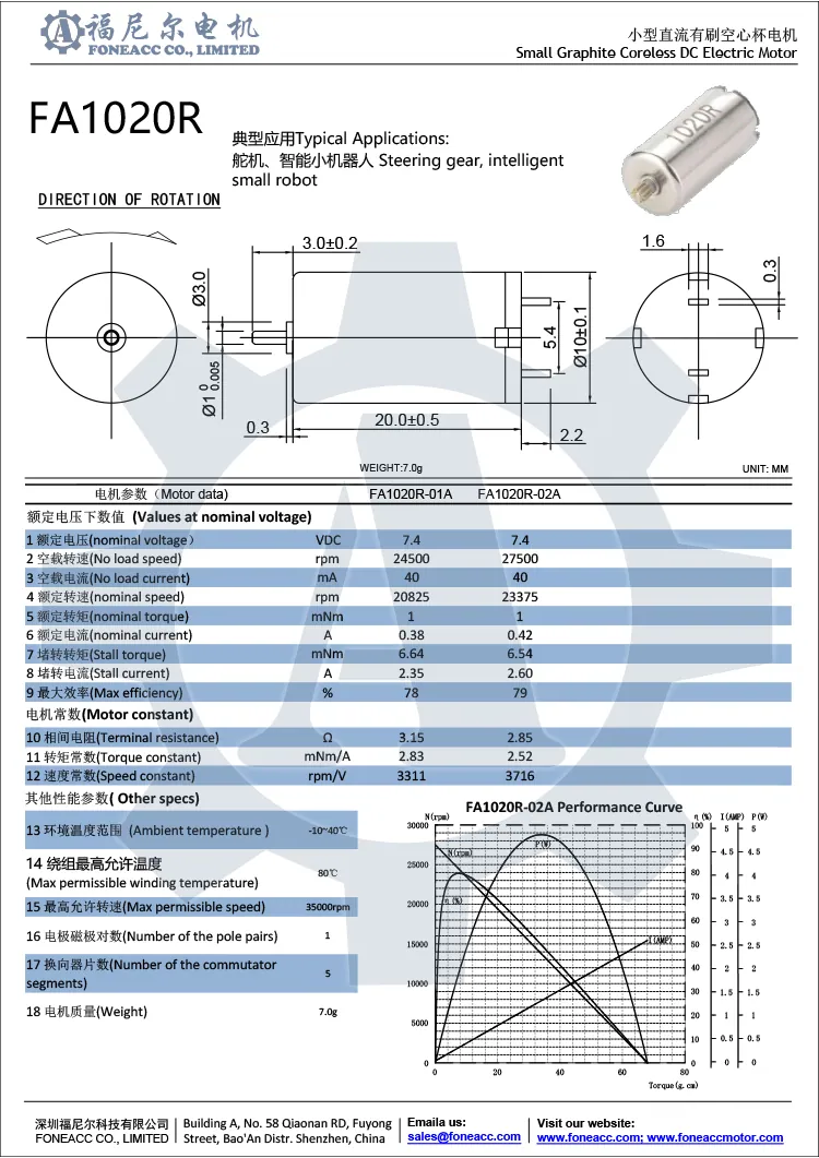 1020r10mmマイクロコアレスブラシDC電気モーター.webp