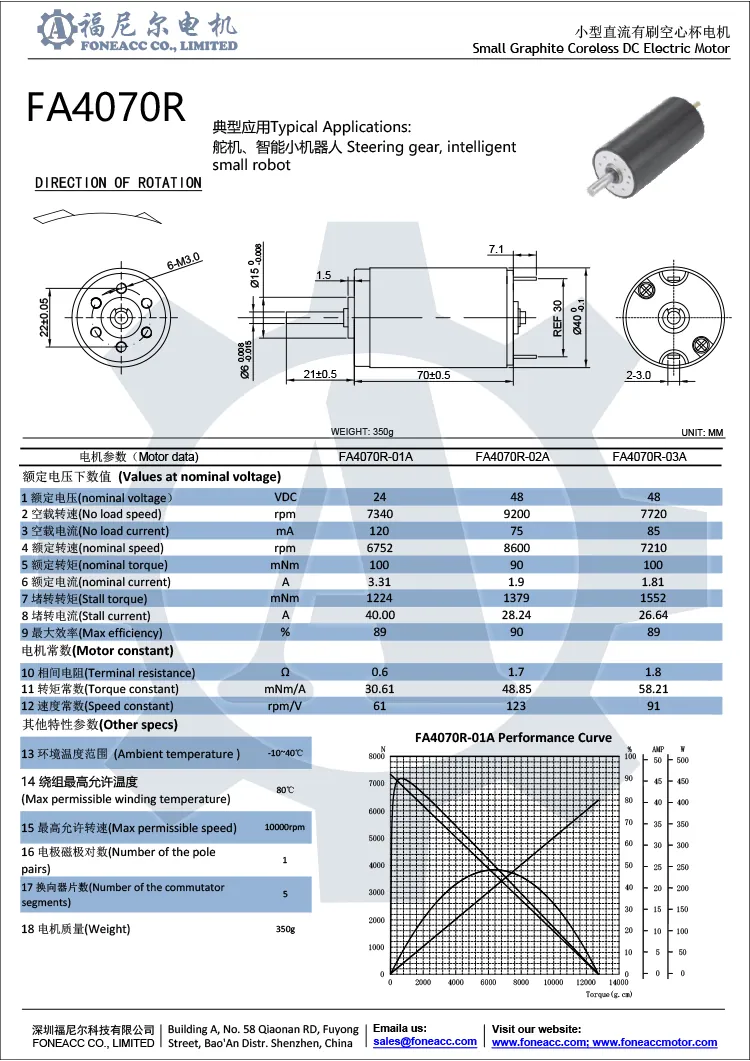 4070r40mmマイクロコアレスブラシDC電気モーター.webp