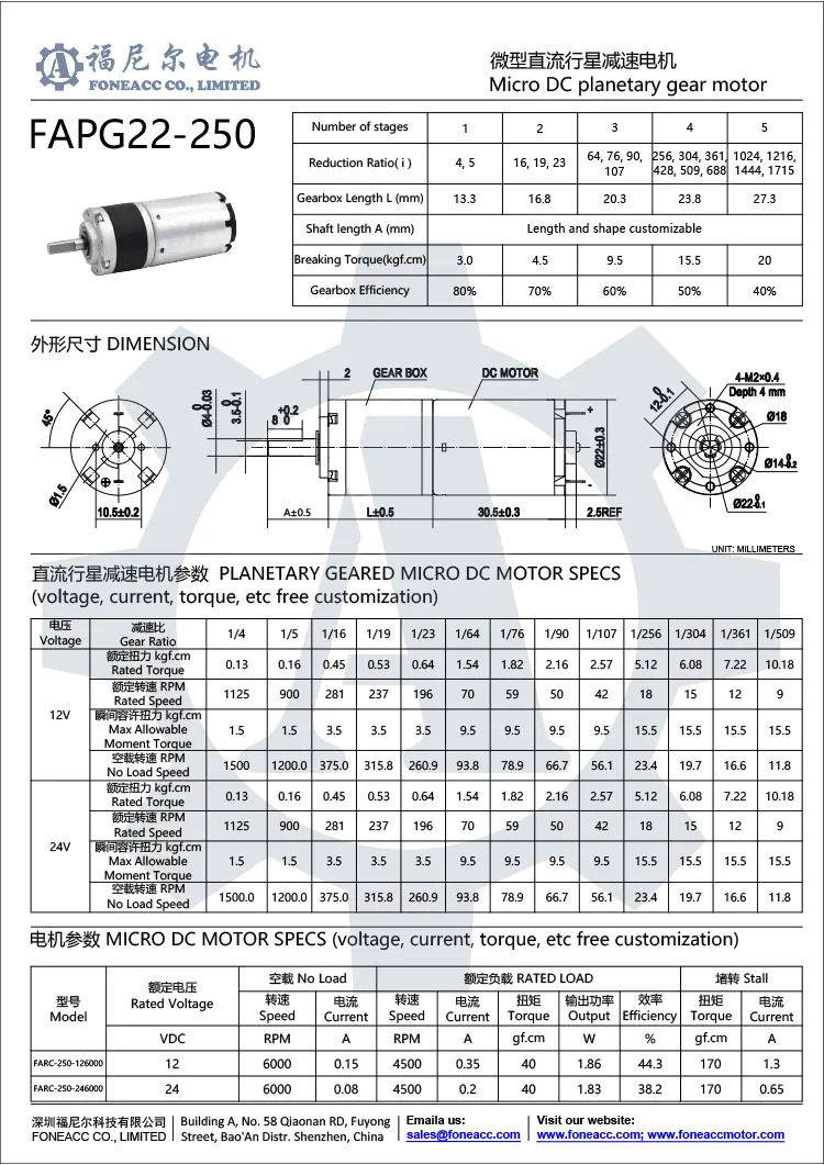 pg22-250 22mm小型遊星ギアヘッドDC電気モーター.webp